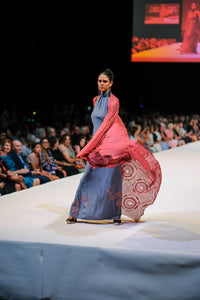 FLOW! by Tiwi Design x Ossom  Ampitji Rainbow Serpent Halter Neck Dress in Silk