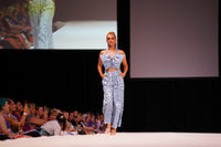 FLOW! by Tiwi Design x Ossom  Moon and Star Tailored  Pants  in Aqua Silk