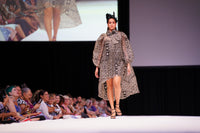 FLOW! by Tiwi Design x Ossom  Moon and Star Puff Sleeve Dress in Bone Silk
