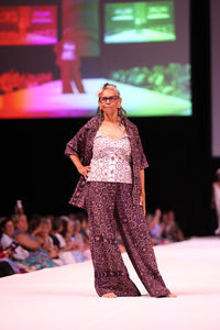 FLOW! by Tiwi Design x Ossom  Moon and Star Wide Leg Pants  in Cocoa Silk