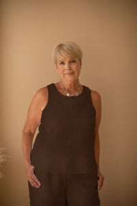 Special Wide Leg Palazzo Pants in Chocolate Linen
