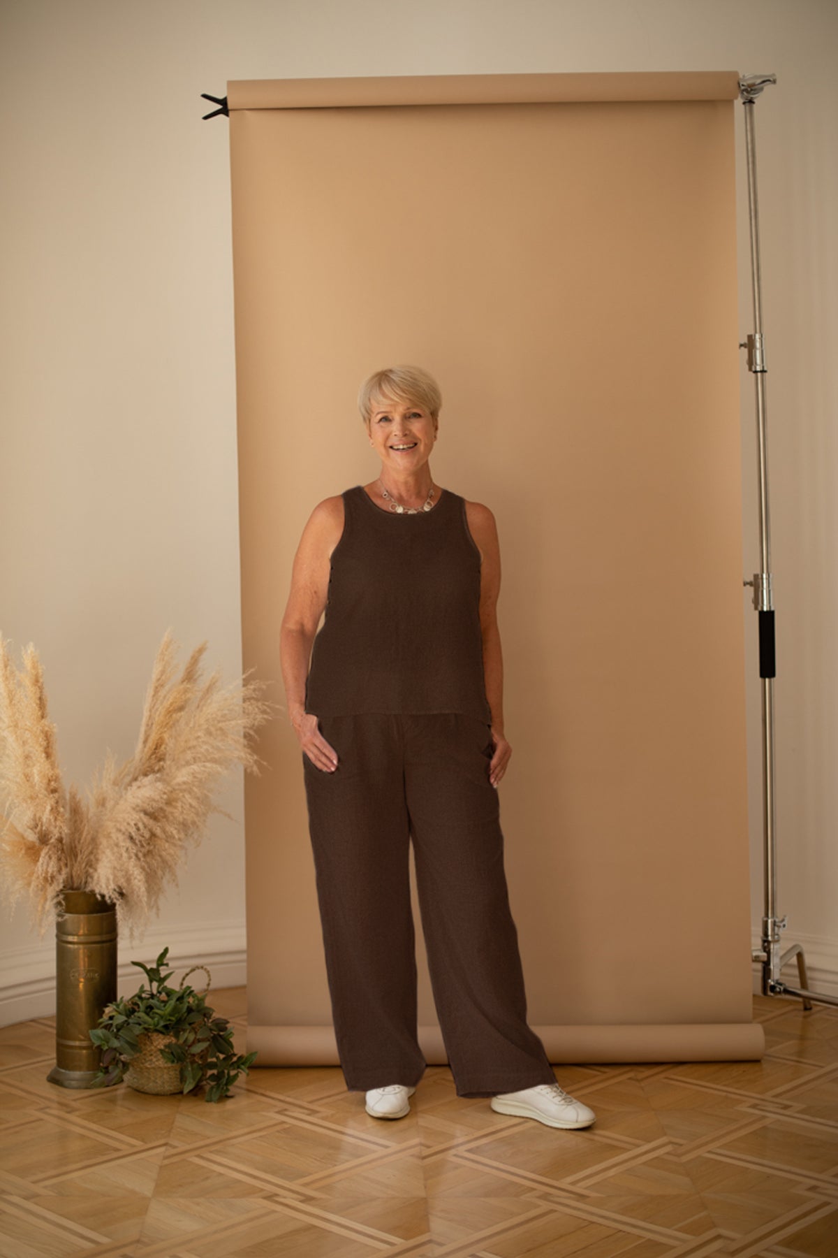 Special Wide Leg Palazzo Pants in Chocolate Linen
