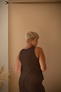 Special Wide Leg Palazzo Pants in Chocolate Linen