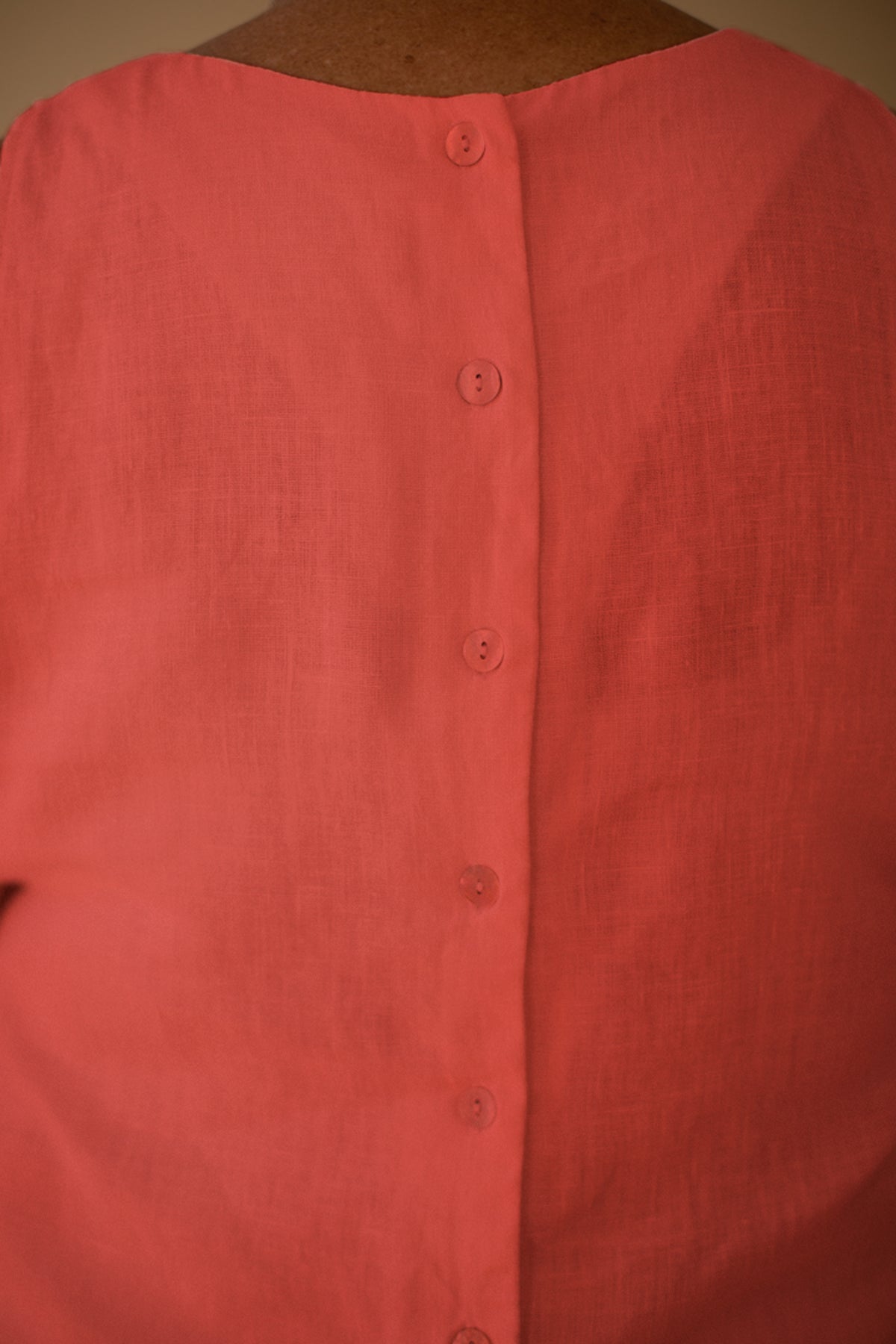 Sleeveless Top with Buttons in Corral Linen