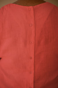 Sleeveless Top with Buttons in Corral Linen