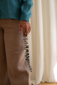 Wide Leg Palazzo Pants in Champagne Linen