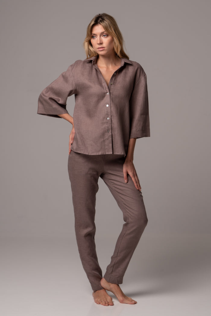 Canyon Clay Straight Leg Pants in Premium European Linen