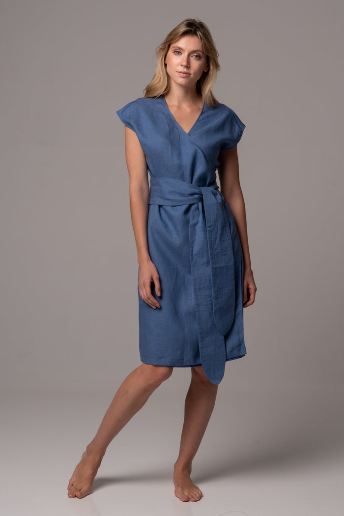Endless Sea Wrap Dress in Premium European Linen