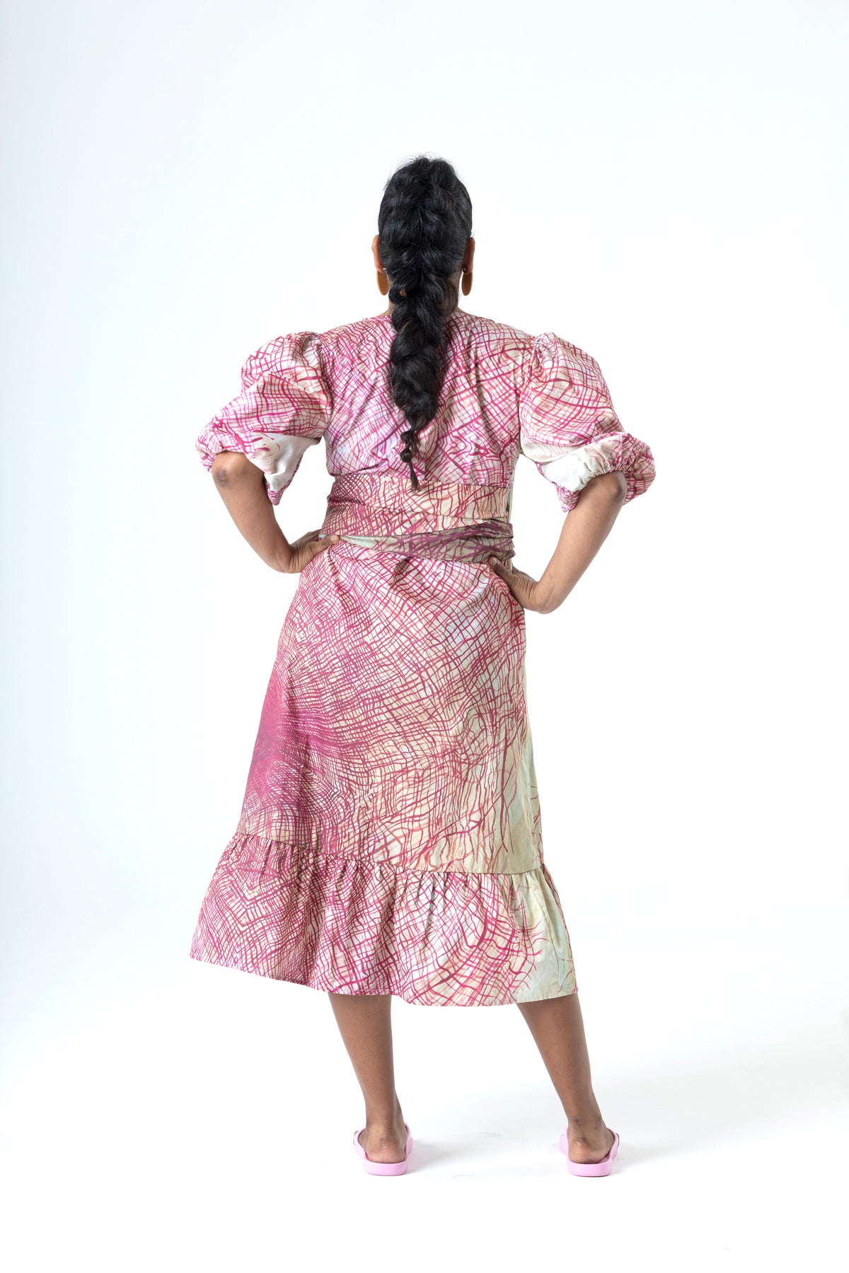 Veins Peace Wrap Dress in Cotton