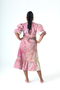 Veins Peace Wrap Dress in Cotton