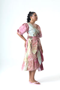 Veins Peace Wrap Dress in Cotton