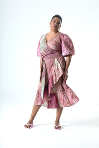 Veins Peace Wrap Dress in Cotton