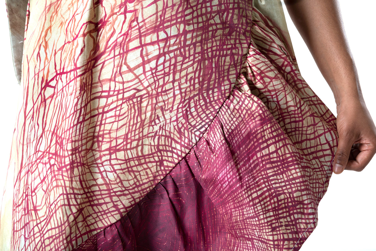 Veins Peace Wrap Dress in Cotton