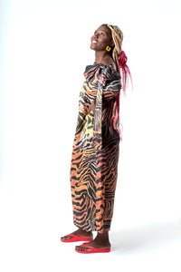 Veins Sunset Evening Dress in Silk