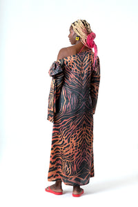 Veins Sunset Evening Dress in Silk