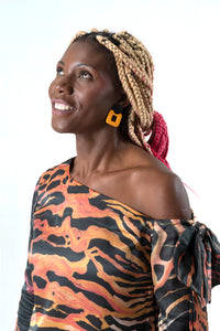 Veins Sunset Evening Dress in Silk