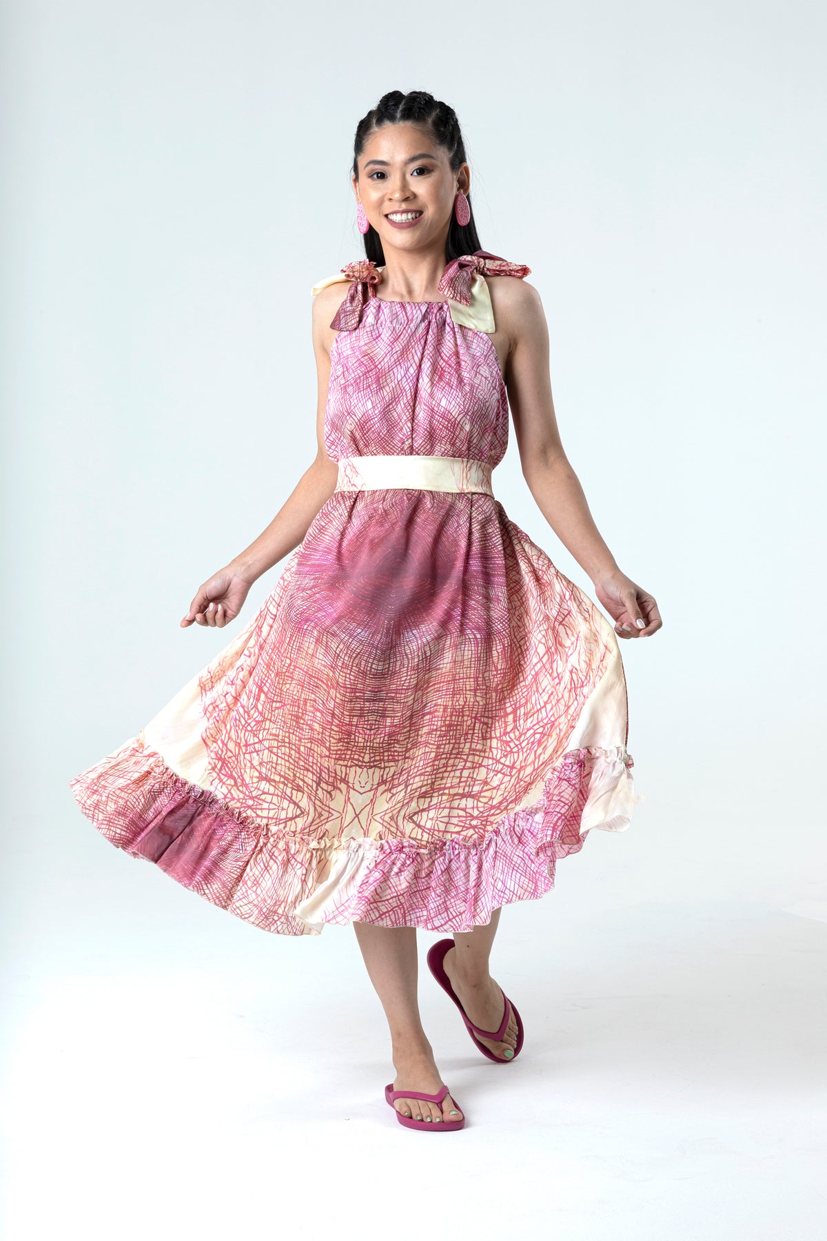 Veins Bold Bell Dress in Silk
