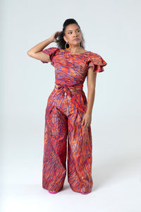 Veins Tailored Wide Leg Pants in Cotton