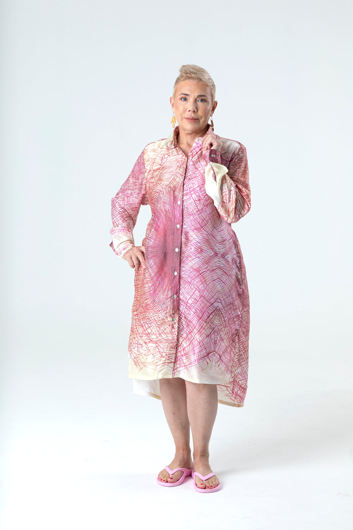 Veins Grace Shirt Dress in Silk