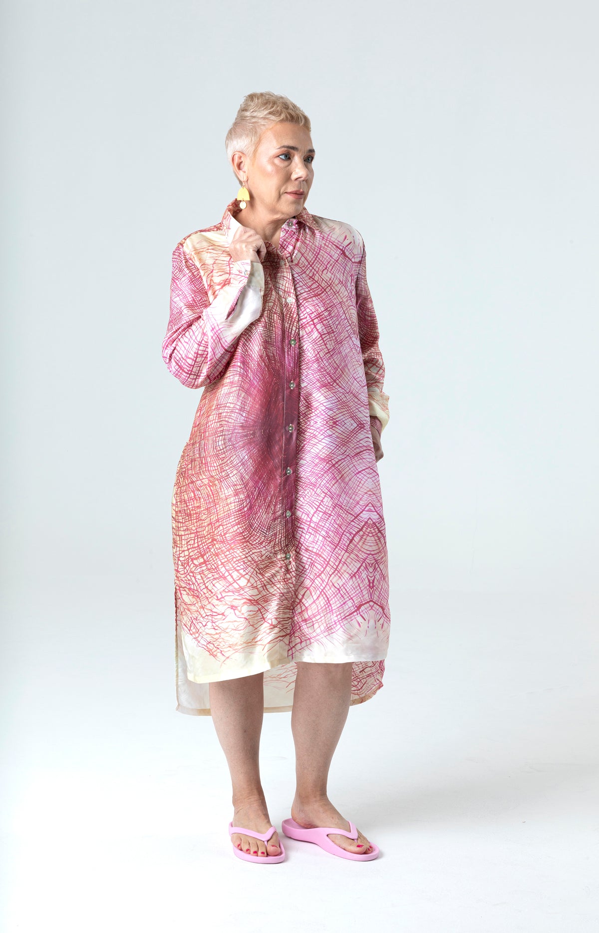 Veins Grace Shirt Dress in Silk