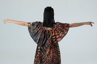 Veins Boho Frill Mini Dress in Silk