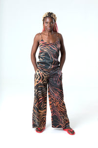 Veins Sweet Wide Leg Pants in Silk