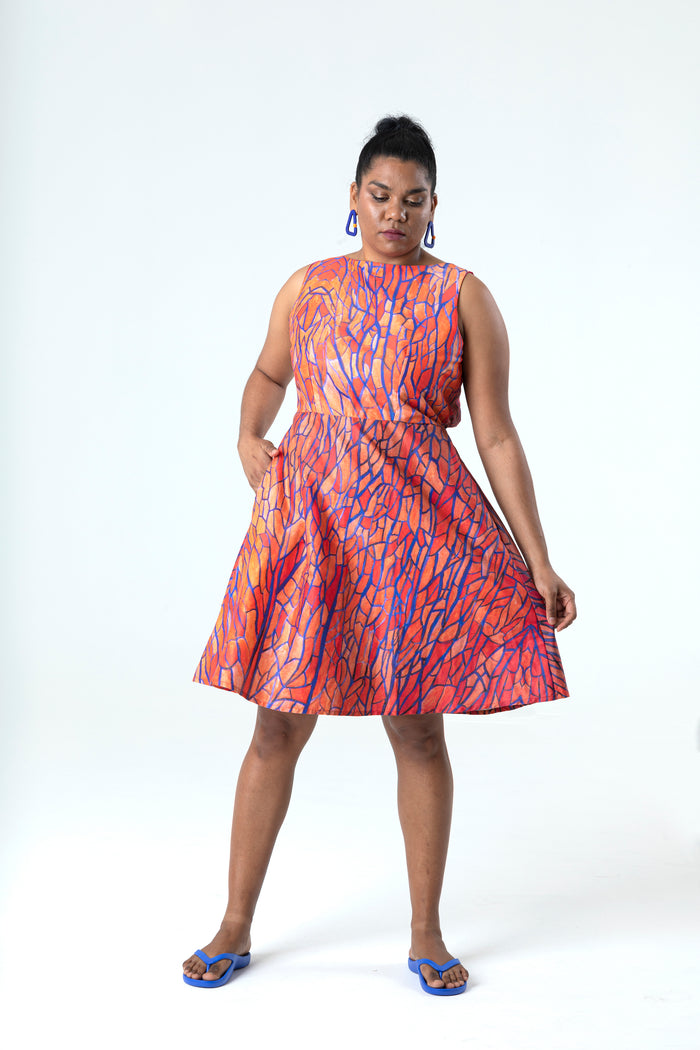 Veins Secret Open Back Dress in Cotton