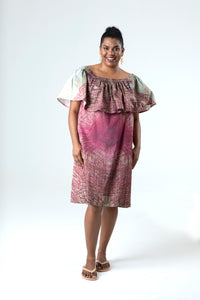 Veins Boho Frill Midi Dress in Organic Cotton