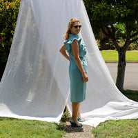 Frill Bellatrix Dress in Sky Blue  Linen
