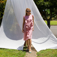 Frill Venus Dress in Blush Pink Linen