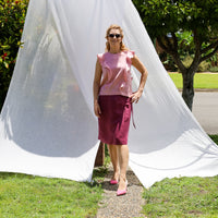 Frill Venus Top in Blush Pink Linen