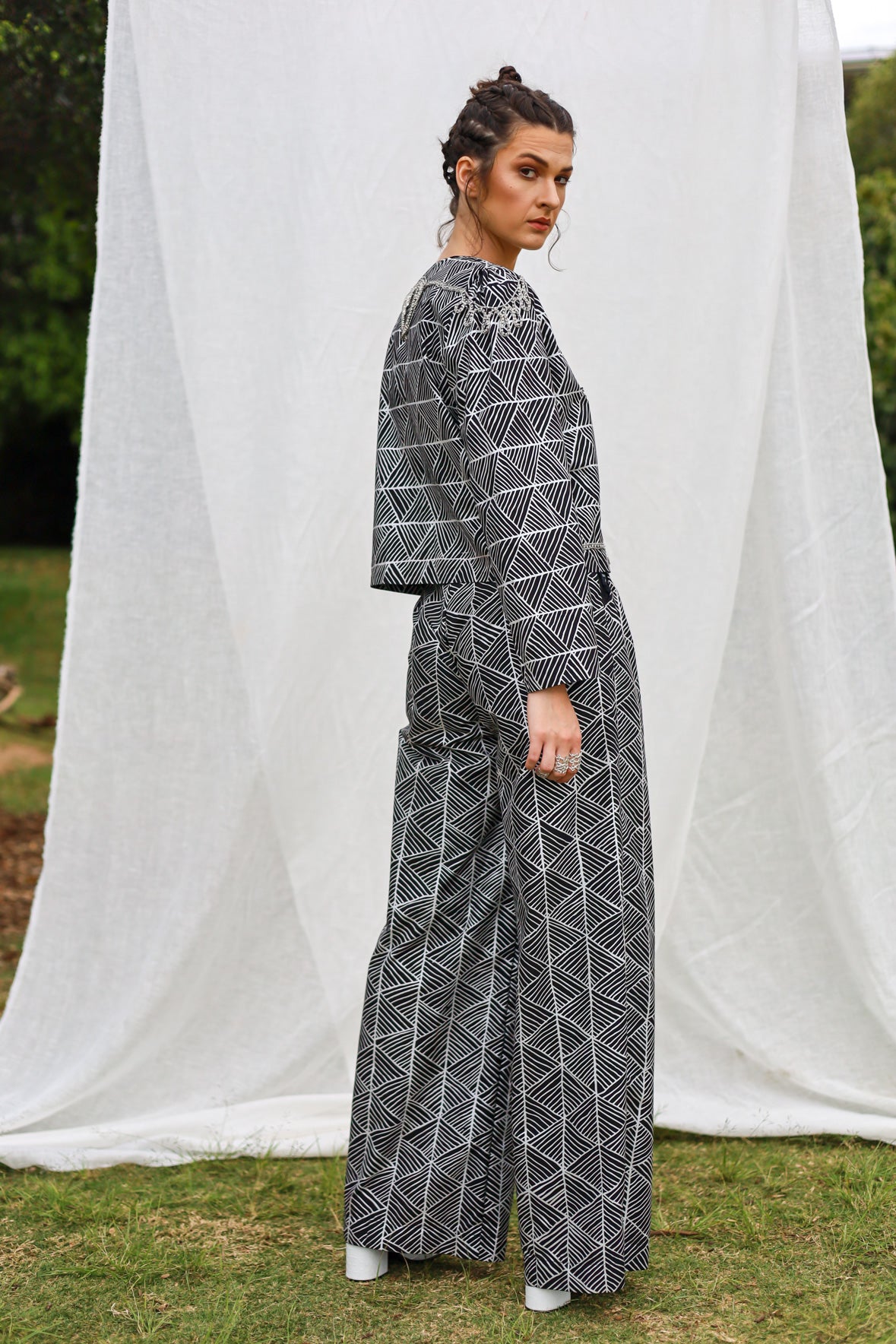 GLORY by Tiwi Design x Ossom Pandanus High Waist Tailored Pants in Lightweight Cotton