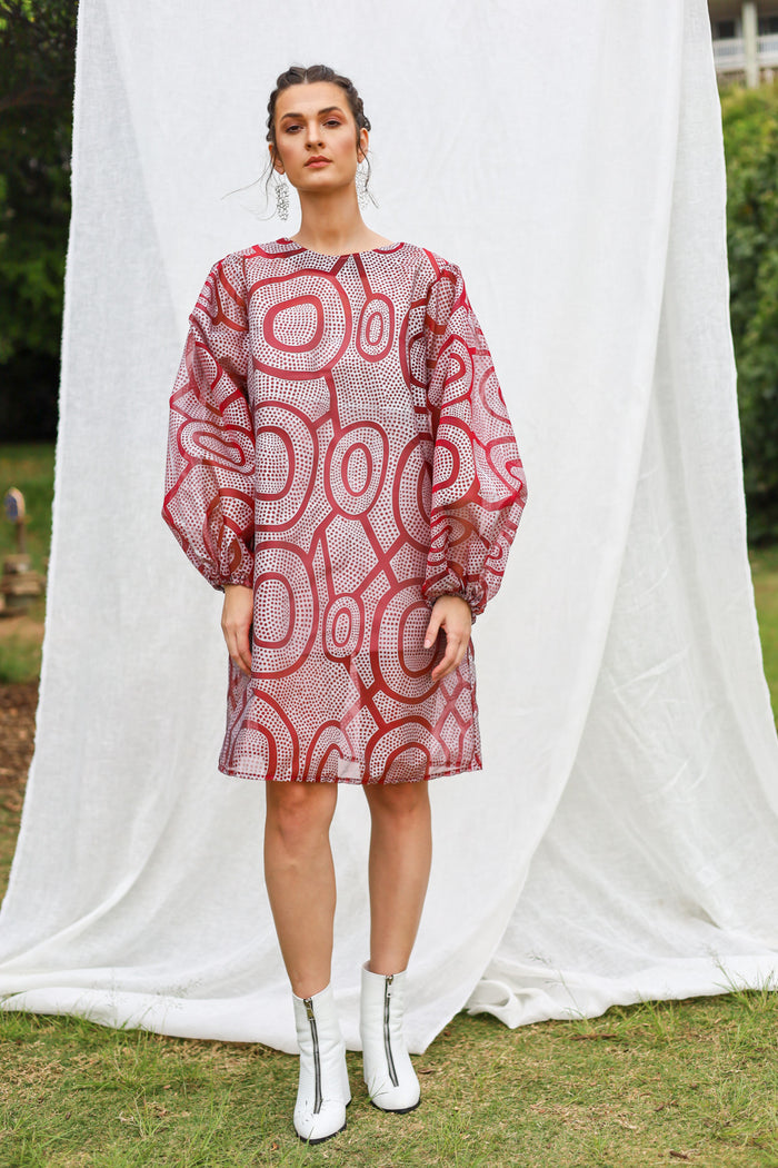 GLORY by Tiwi Design x Ossom Kulama Puff Sleeve Dress in Silk