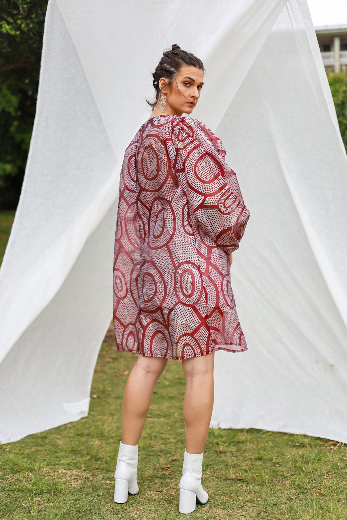 GLORY by Tiwi Design x Ossom Kulama Puff Sleeve Dress in Silk