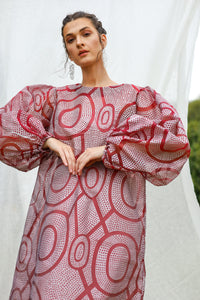 GLORY by Tiwi Design x Ossom Kulama Puff Sleeve Dress in Silk