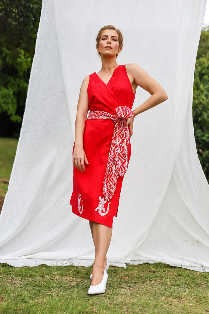 Glory by Tiwi Design x Ossom "Tiwi Time" Wrap Linen  Dress