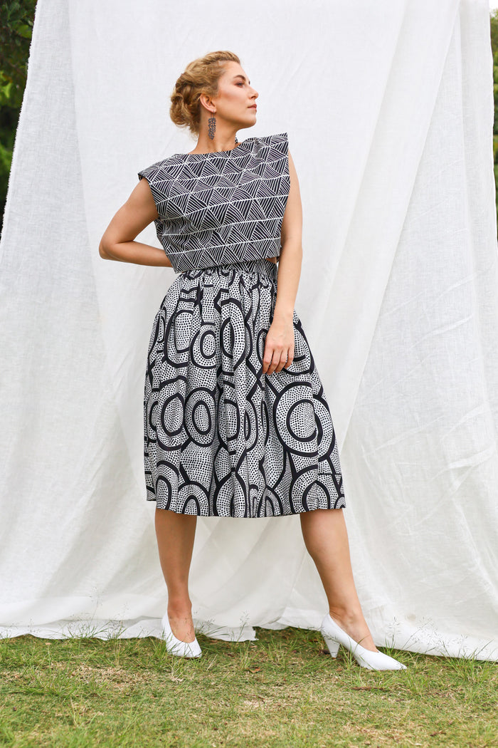 GLORY by Tiwi Design x Ossom Kulama Pleated Skirt in Lightweight Cotton