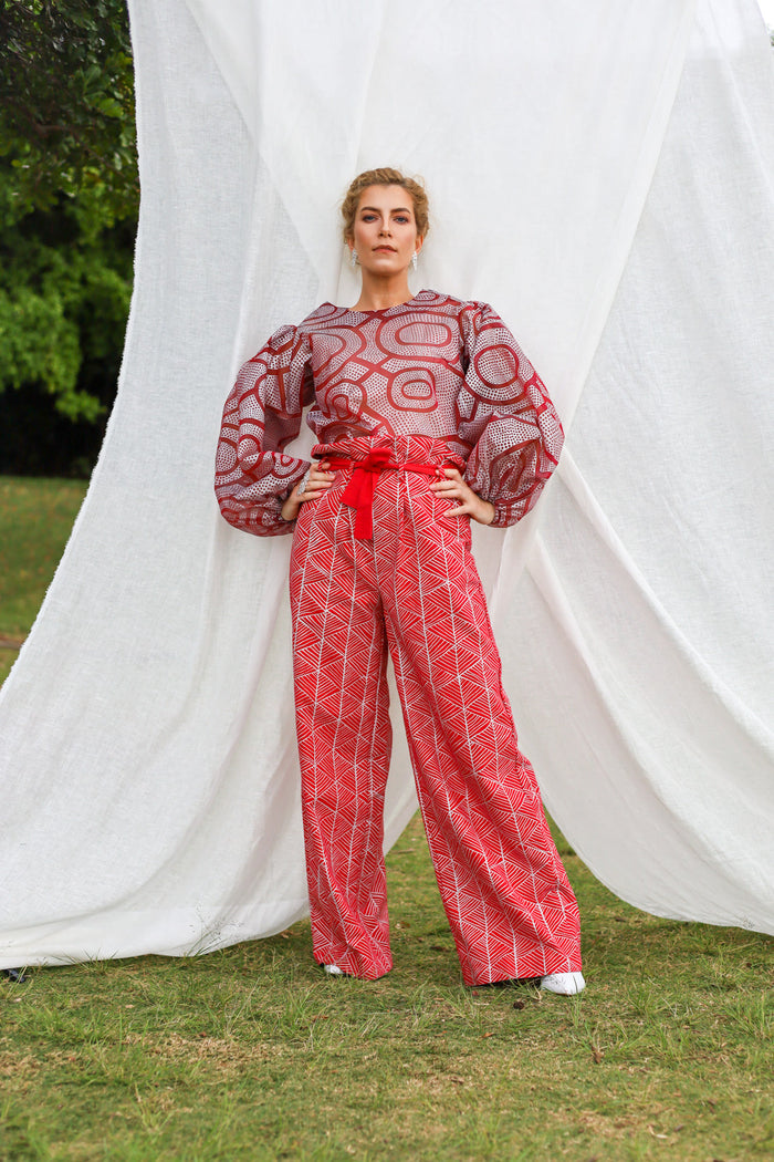 GLORY by Tiwi Design x Ossom Pandanus High Waist Wide Leg Pants in Linen