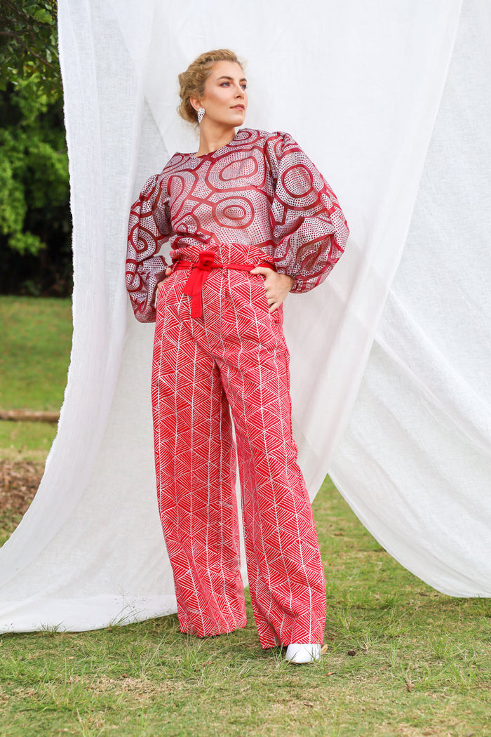 GLORY by Tiwi Design x Ossom Pandanus High Waist Wide Leg Pants in Linen