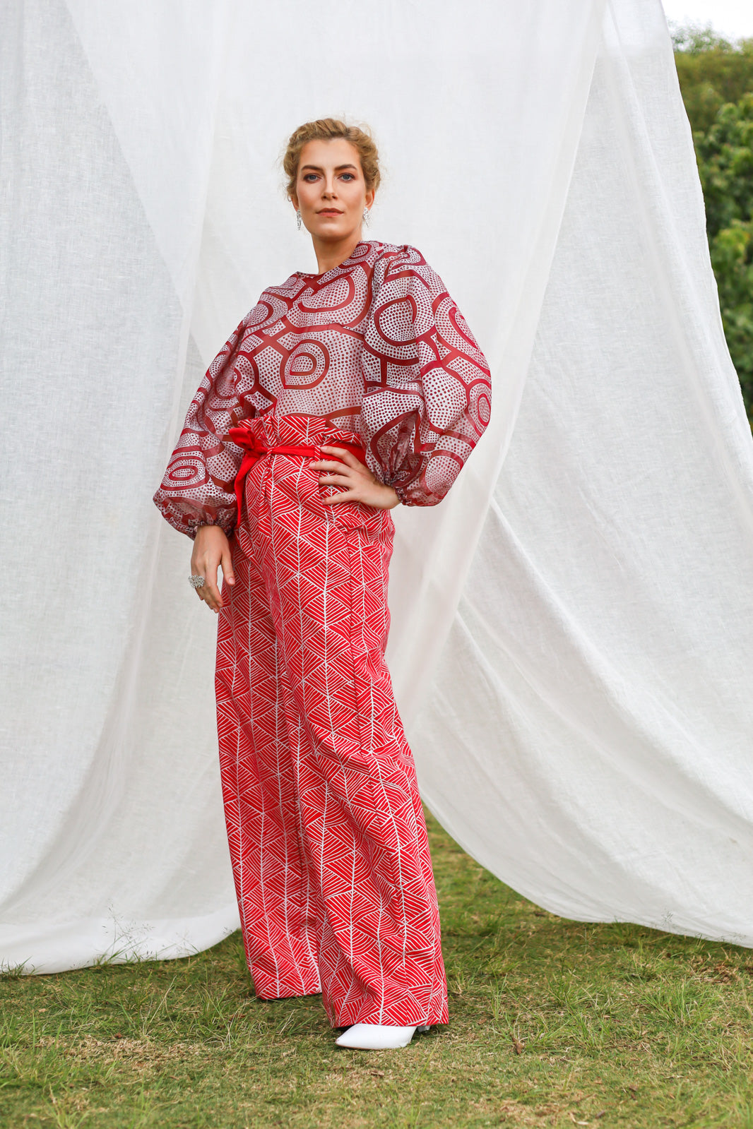 GLORY by Tiwi Design x Ossom Pandanus High Waist Wide Leg Pants in Linen
