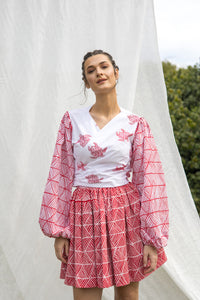 GLORY by Tiwi Design x Ossom Peasant Pandanus Mini Skirt in Linen
