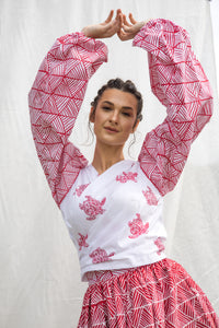 GLORY by Tiwi Design x Ossom Peasant Pandanus Wrap Top in Lightweight Cotton