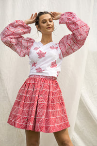 GLORY by Tiwi Design x Ossom Peasant Pandanus Wrap Top in Lightweight Cotton
