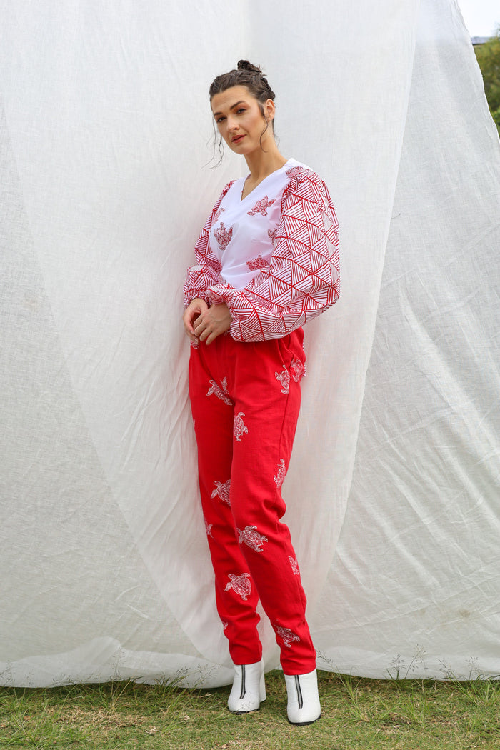 GLORY by Tiwi Design x Ossom Turtle Straight Leg Pants in Linen