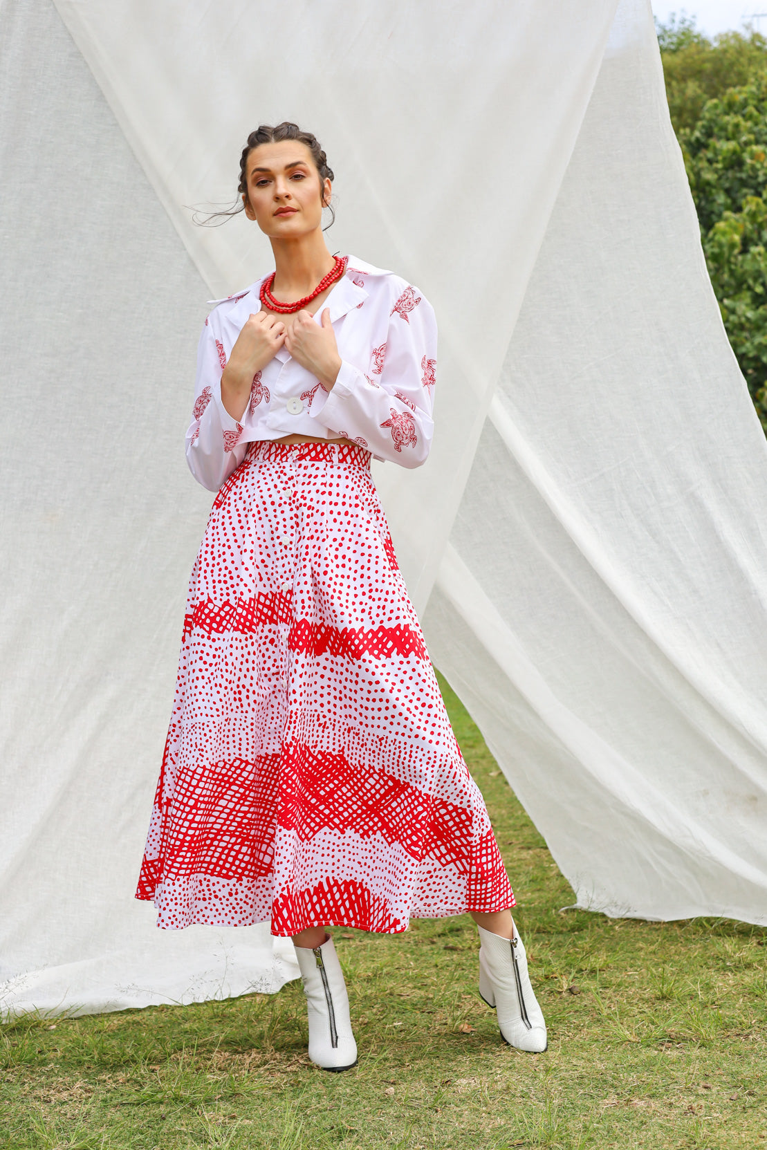 GLORY by Tiwi Design x Ossom Jilamara A-line Skirt in Lightweight Cotton