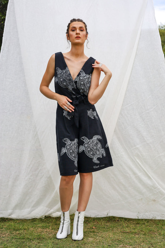 GLORY by Tiwi Design x Ossom Jarrakalani Turtle Playsuit in Linen