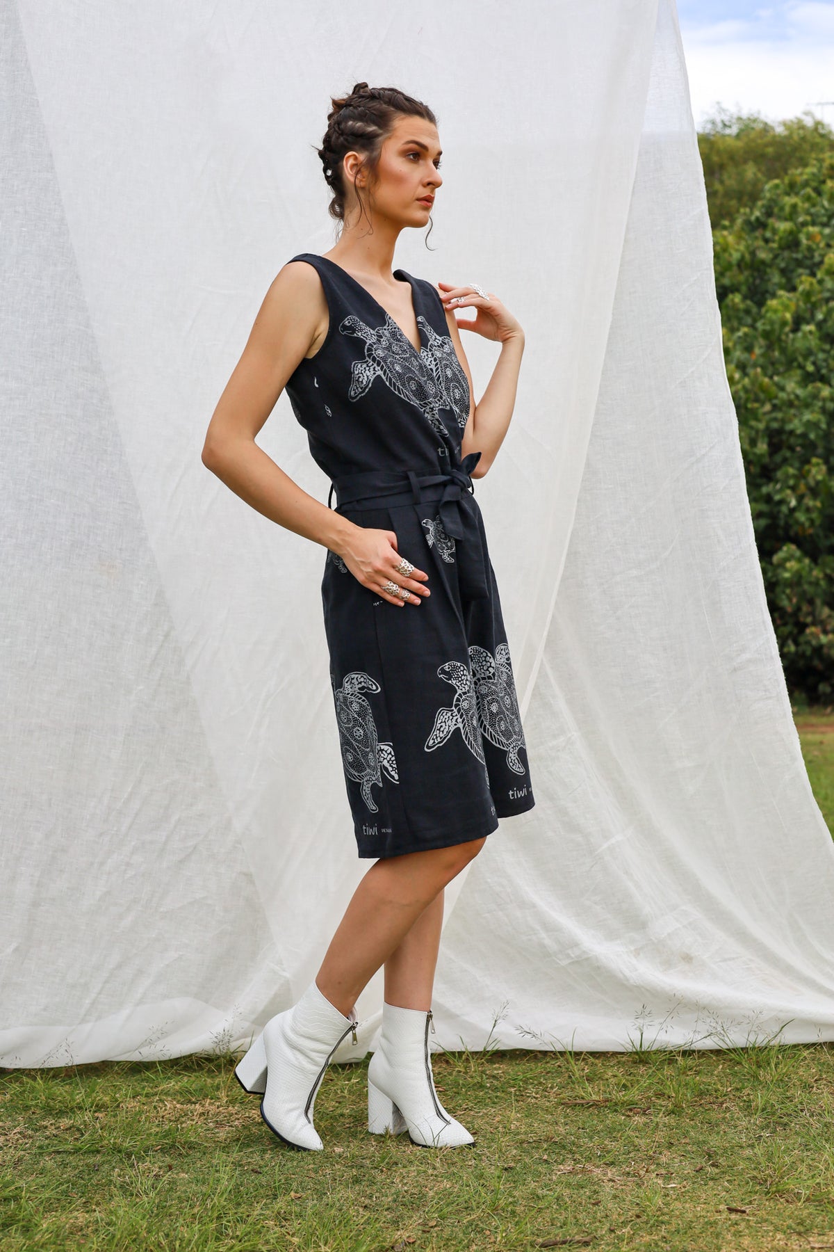 GLORY by Tiwi Design x Ossom Jarrakalani Turtle Playsuit in Linen