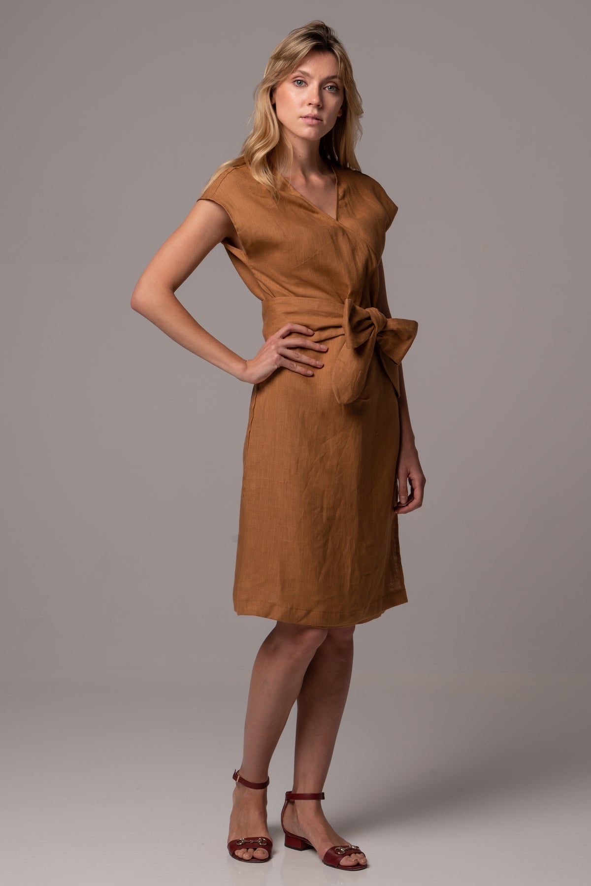 Tassel Wrap Dress in Premium European Linen