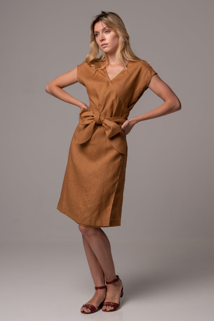 Tassel Wrap Dress in Premium European Linen