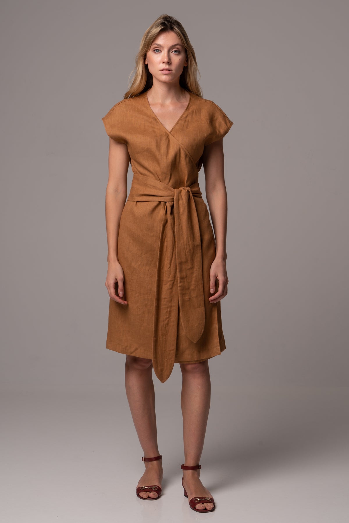 Tassel Wrap Dress in Premium European Linen